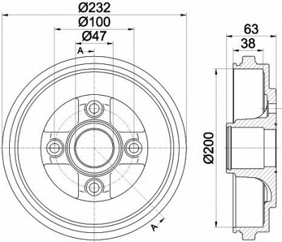 HELLA PAGID 8dt355301031 -  Тормозной барабан